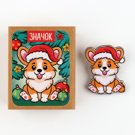 Icon in the box "New Year's Corgi", 5 x 4 cm-2