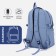 A backpack with a zipper, 4 outer pockets, blue color