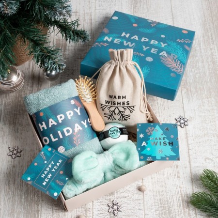 Set Gift Ethel Happy New Year turquoise towel and ACC (4 subjects)