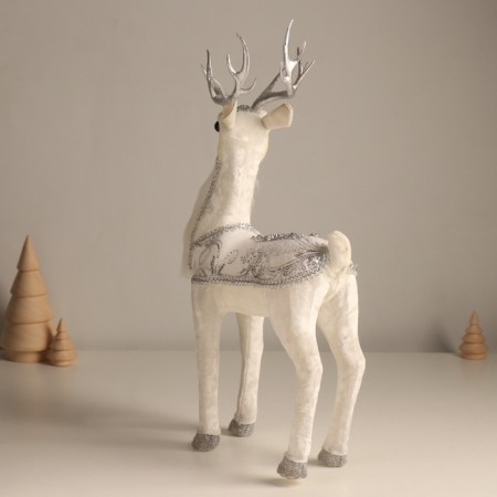 Decor "White Deer in a cape with silver patterns" 19x10x36 cm-2