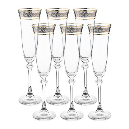 A set of glasses for champagne Asio, decor “Panto Platinum, Gold Gold”, 190 ml X 6 pcs.-1