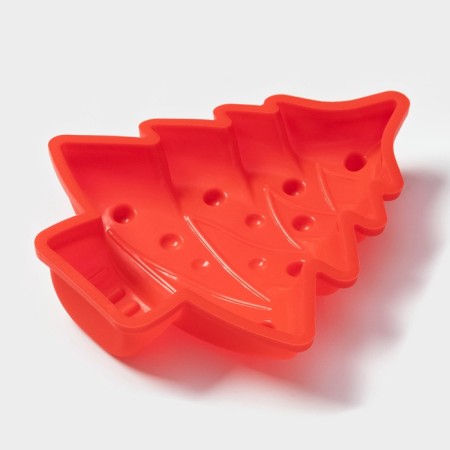 Baking shape of the share "Christmas tree with garland", silicone, 18 × 14.5 × 3.5 cm, red color-2