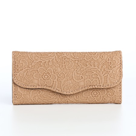 Women's wallet on magnet, beige color-1