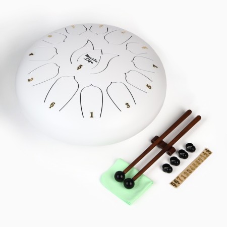 Musical instrument glucophone, white, 13 petals, 30 cm