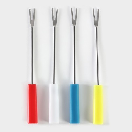 Ceramic set for Fonda Glosses, 6 items: a bowl 400 ml, stand, 4 skewers, white color-2
