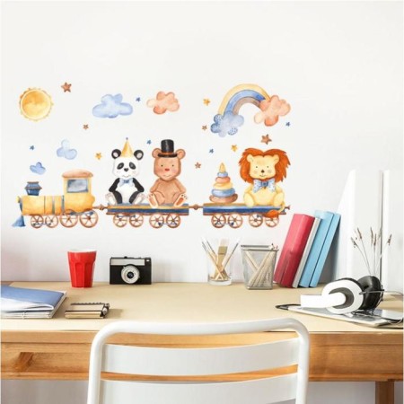 Sticker plastic interior color "animals by train" 45x60 cm set 2 sheets