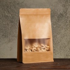 Zip-Lock package, craft, with a flat bottom, a rectangular window, 16 x 26 cm