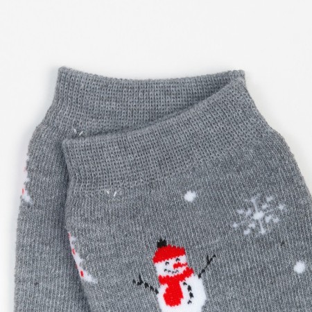 Terry socks female, gray/snowman color, size 23-25-2