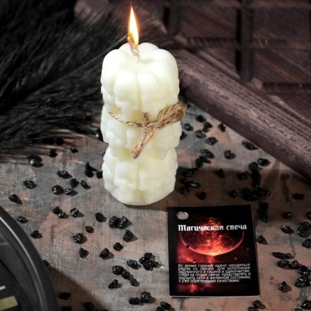 Magic candle "Cylinder with skulls" from damage and ailments, white 7.5cm