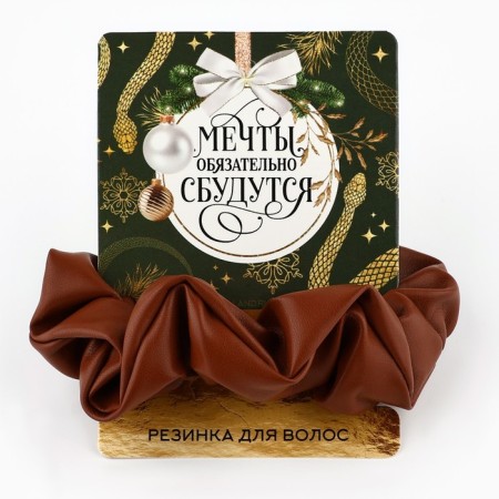Hair gum for hair "Dreams will come true", brown, diam. 10 cm-2