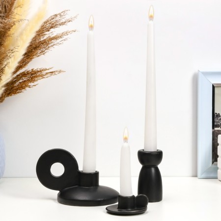 Set of candlesticks "Leo, Lund, Simon" Black gloss, 3pcs/8x10cm/4x8cm/3x6cm