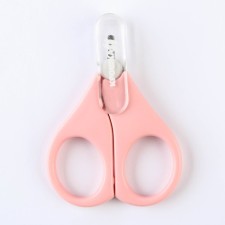 Baby scissors, manicure, with a cap, pink color