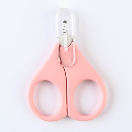Baby scissors, manicure, with a cap, pink color