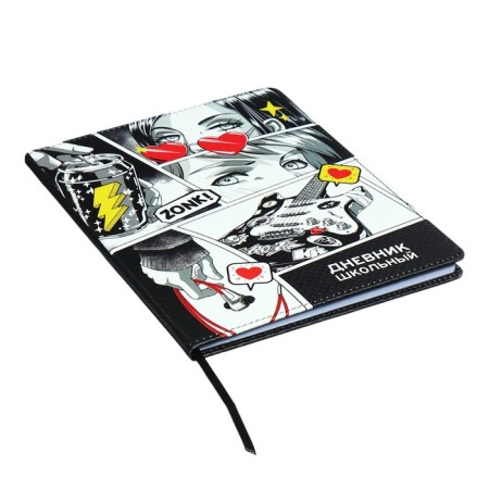 Universal Grade 1-11 Diary, 48 sheets "Girl 2", solid cover of artificial leather, lies, universal cheat sheet, block 80 g/m2-1