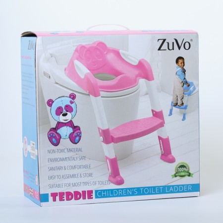Children's lining - a seat on the toilet with a step “panda”, with handles, blue color-8