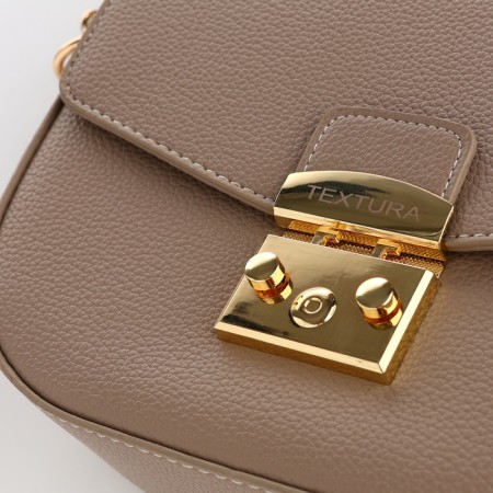 Women's bag on the valve, Textura, small size, beige color-5
