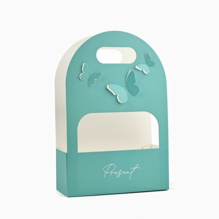 Carriage for flowers with cut -out butterflies "Gift!", Tiffany 20 × 30 × 8 cm