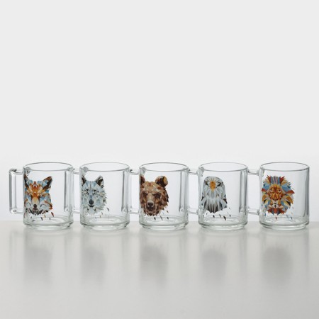 Animals mug, glass, 250 ml, mix-5
