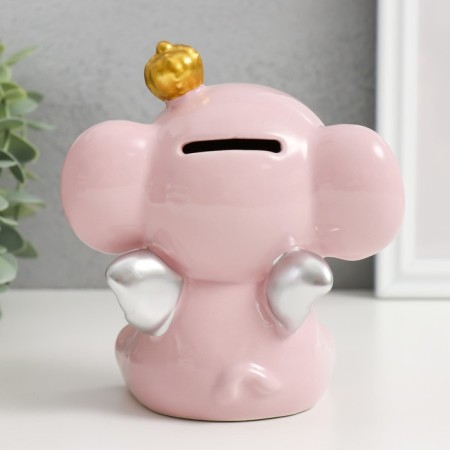 Pigger Ceramics "Pink Elephant with Wings in the Crown" 12.8x9.5x14 cm-2