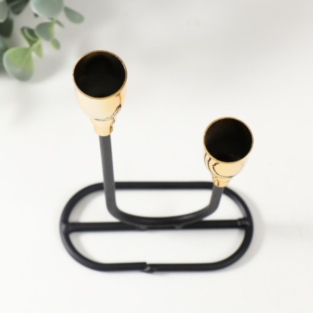 Summary Metal for 2 candles "Singer" black with gold 10x10x23.5 cm-5