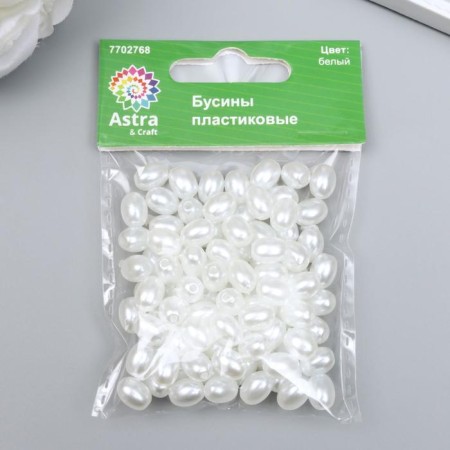 A set of plastic beads, 9x7 mm, 100 pcs/unit (white)-2