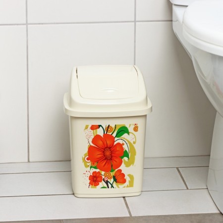 Garbage container with "Comfort" decor, 5 l, 18.8 × 15 × 20.5cm, color mix-4