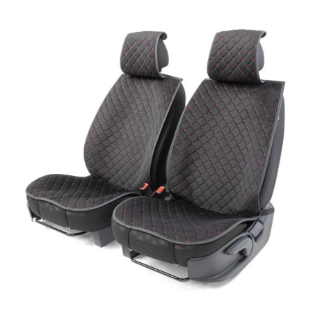 Caps on the front seats Car Performance, 2 pcs, alcantara, rhombus, black-red