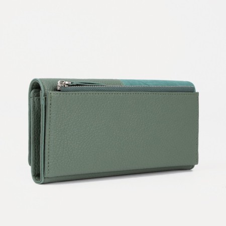Women's wallet on magnets, green color-1