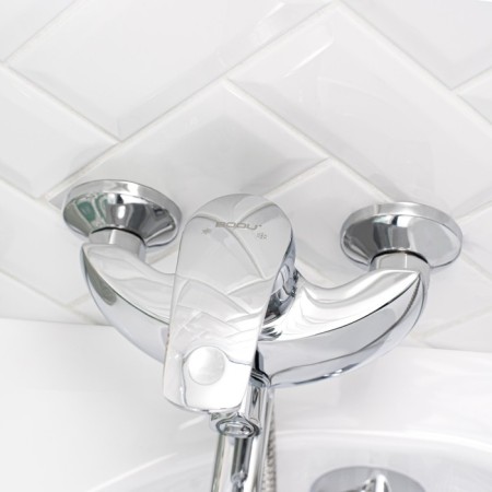 BUNNE BOOOU B8174-18F bathtub, pour 350 mm, shower set, brass, chromium-3