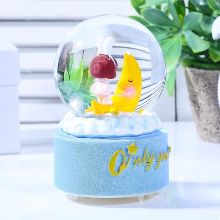 Souvenir Polystone Water Ball Light, music "Baby for a month" MIX 12x8.5x8.5 cm-4