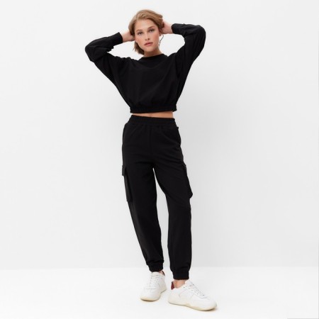 Women's costume (trousers, sweatshirt) minku: casual collection color black, size 44-5