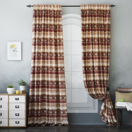 Set of curtains "Walis", size 170 x 270 cm - 2 pcs, brown color-1