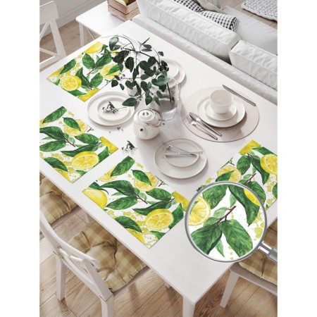 Set of napkins for setting the table "Lemon tree", rectangular, size 32x46 cm, 4 pcs-1