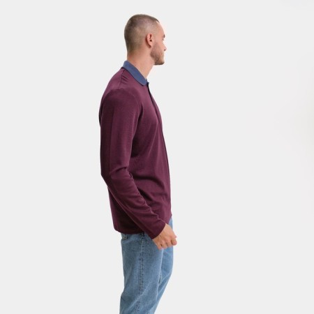 Male polo with long sleeve, burgundy color, size 44 (s)-1