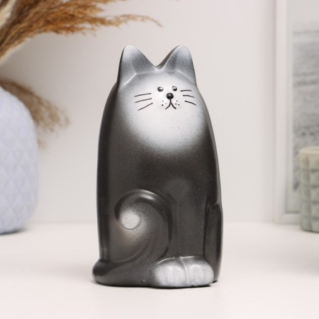 Piggy bank "Cat Murzik" black and white, 15 cm