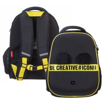 Frame backpack 38 x 29 x 17 cm, Hatber Ergonomic Light "Soft and Fluffy" black/yellow nrk_85002