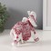 Souvenir Polystone "White Elephant. Burgundy Popon with Flower and Straza" Right 12x6x12 cm