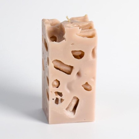 Aromatic decorative candle "openwork", beige, 6x6x12 cm, cinnamon-1