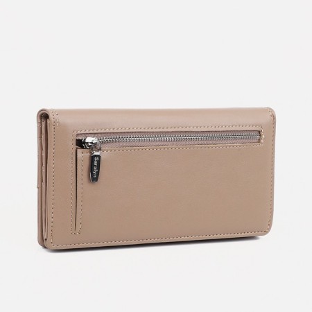 Women's wallet on the button, beige color-1
