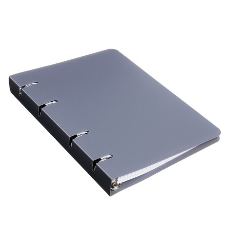 A notebook on rings A5 80 sheets in Calligrata cage is gray, plastic cover, offset block-3