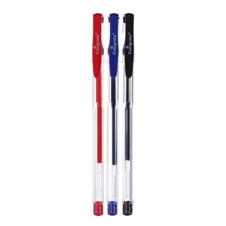 Set of gel pens 3 colors, blue, red, black, black body-1