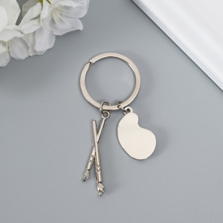 Metal keychain "for the artist - brushes and palette" gold, silver 7.7 cm-8