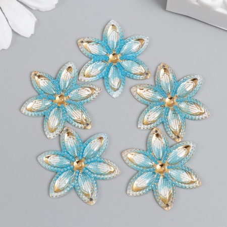 Decor for creativity plastic "Crystal flower" Blue 3x3 cm-2