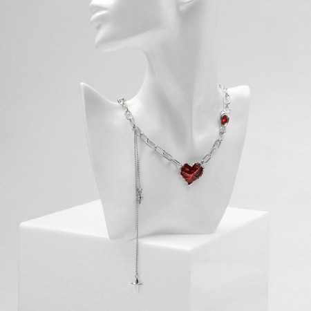 Piece "Heart", red color in silver, 40 cm-1