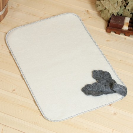 Bath and sauna rug "oak", white felt, 33x50 cm