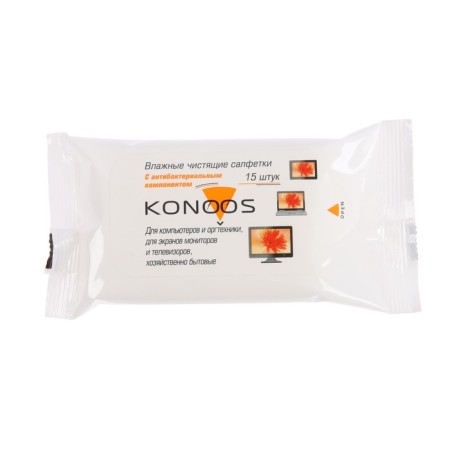 Napkins for cleaning the Konoos KSN-15 technique, wet, for screens, units, 15 pcs