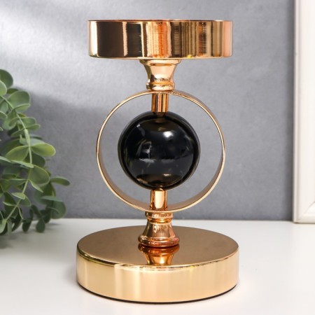 Summary Metal for 1 candle "Black marble ball in the field" Gold 18.5x12x12 cm-3