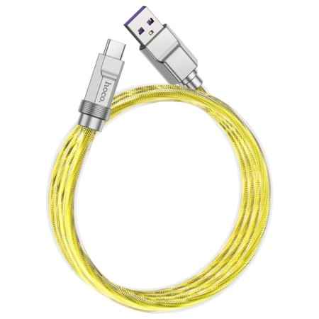 Hoco U113, Type -C cable - USB, 6 A, 1 m, braid transparent silicone, golden