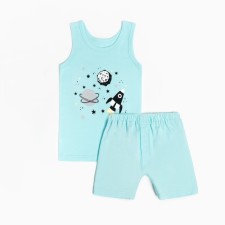 A set for a boy (T -shirt, panties), mint color/space, height 116 cm
