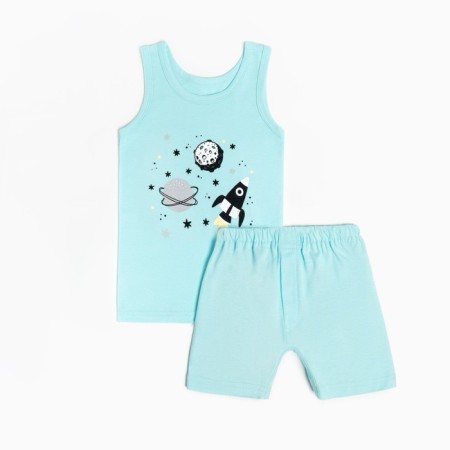 A set for a boy (T -shirt, panties), mint color/space, height 116 cm
